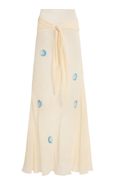 Anna October Dorothy Beaded Tie-front Silk Maxi Skirt