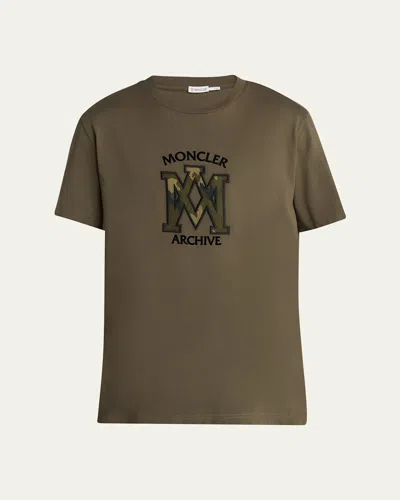 Moncler Men's Camouflage Logo Crewneck T-shirt