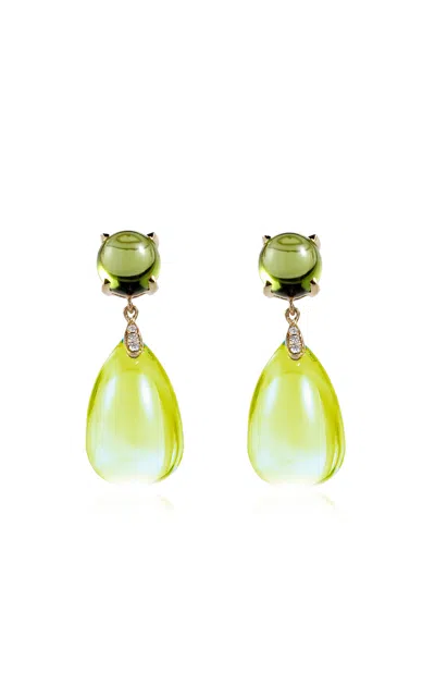 Goshwara 18k Yellow Gold Peridot; Lemon Quartz; Diamond Earrings