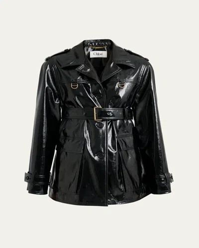 Chloé Shiny Cotton Belted Trench Coat