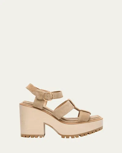 Gabriela Hearst Hera Suede Platform Block-heel Sandals