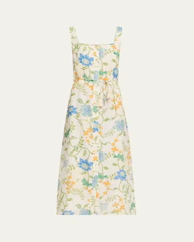 Hannah Artwear Paloma Bloom Button-front Linen Dress In Multi