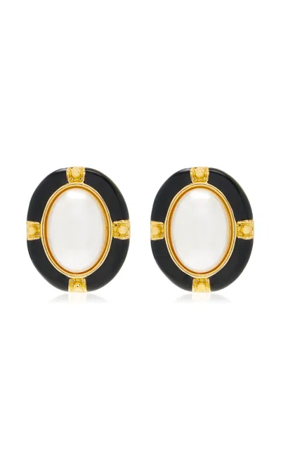 Ben-amun Exclusive Gold-tone Enamel Pearl Earrings