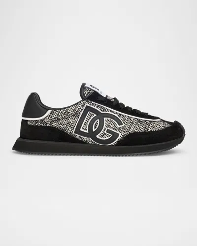 Dolce & Gabbana Low-top Wool Sneakers With Suede Inserts