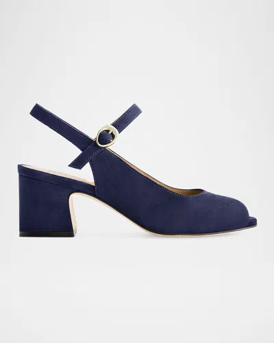 Bernardo Suede Mary Jane Peep Slingback Pumps