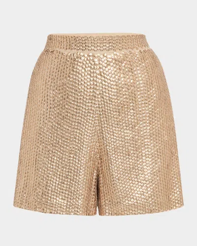 Kobi Halperin Ocean Wide-leg Sequin Shorts In Brown