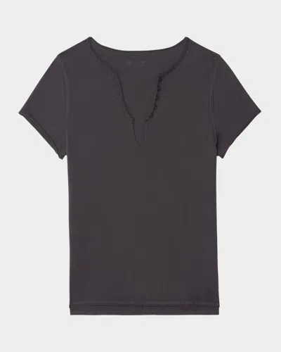 Zadig & Voltaire Tuni Strass Wings Henley T-shirt