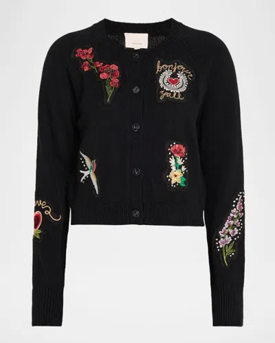 Cinq À Sept Millie Western Amour Beaded Embroidery Cotton Blend Cardigan