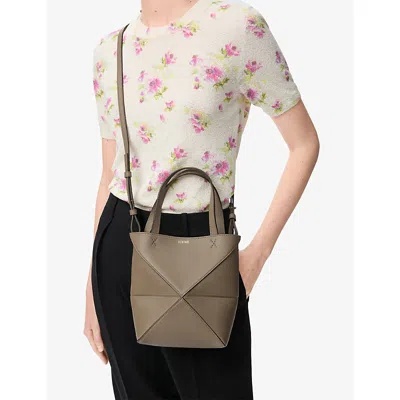 Loewe Mini Puzzle Fold Leather Bag In Brown
