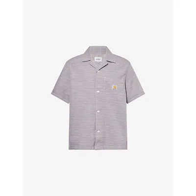 Carhartt Mens Gellar Stripe Multicolor Gellar Striped Short-sleeve Cotton Shirt Xl In Gray