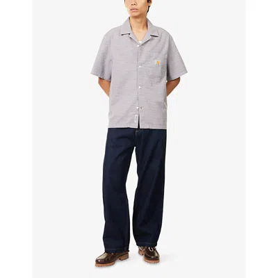 Carhartt Mens Gellar Stripe Multicolor Gellar Striped Short-sleeve Cotton Shirt Xl In Gray