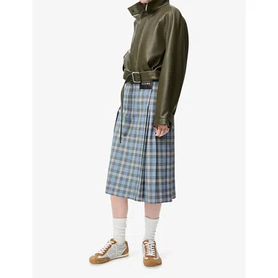 Loewe Pleated Skirt In Wool Blend In Blue