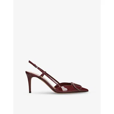 Valentino Scarpe Con Tacco Vlogo Signature In Pelle Marrone  Donna In Burgundy