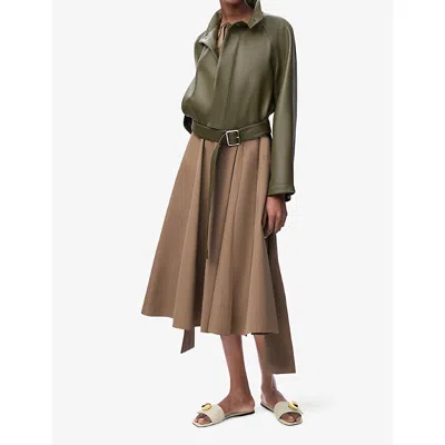 Loewe Womens Beige Wrap-tie Sleeveless Cotton Midi Dress In Brown