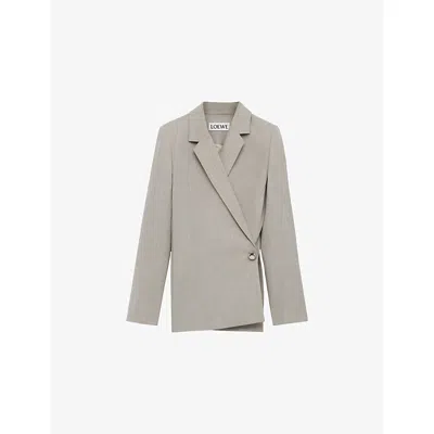 Loewe Pebble Button Single-breasted Wrap Blazer In Gray