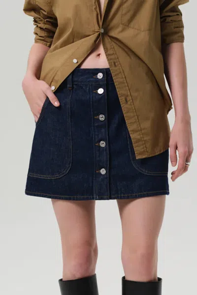 Citizen Of Humanity Curved Pocket Mini Skirt In Amherst In Blue