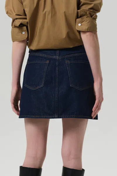 Citizen Of Humanity Curved Pocket Mini Skirt In Amherst In Blue