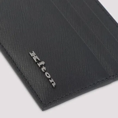 Kiton Compact Textured Card Holder In Black