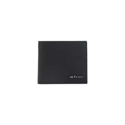 Kiton Saffiano Leather Bi-fold Wallet In Black