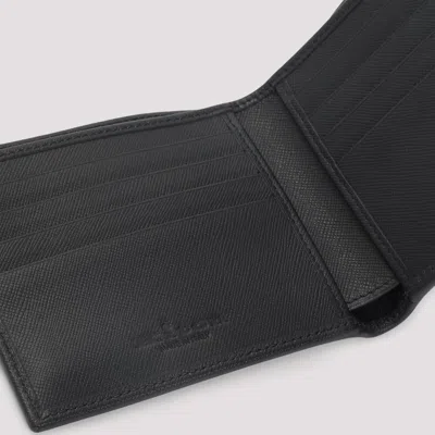 Kiton Saffiano Leather Bi-fold Wallet In Black