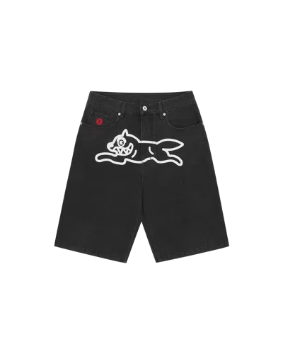 Icecream Running Dog Denim Shorts In Black