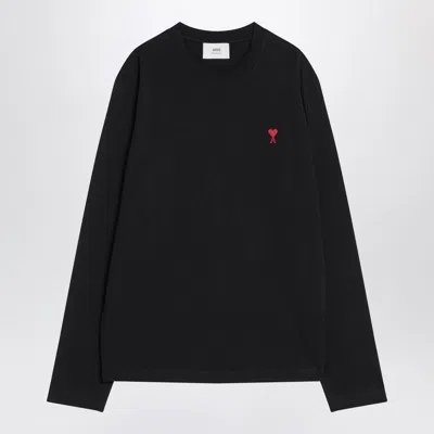Ami Alexandre Mattiussi Ami Paris Logo-embroidered Stretch-cotton Sweatshirt In Black