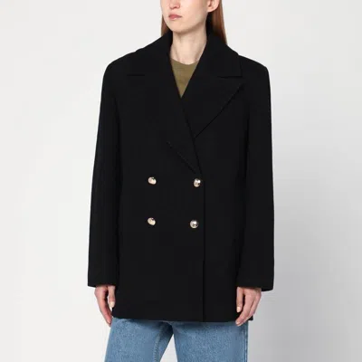 Anine Bing Glenn Double Breasted Coat In Black