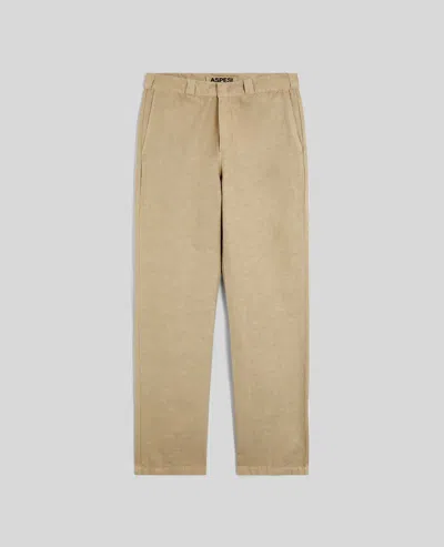 Aspesi Pantalone Adrien In Misto Lino Fiammato - Sabbia In Neutral