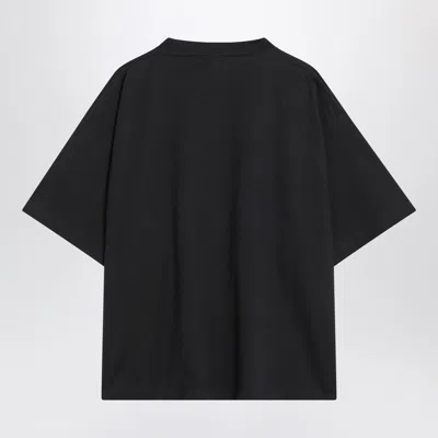 Balenciaga High-collar Black T-shirt With Logo Print In Black