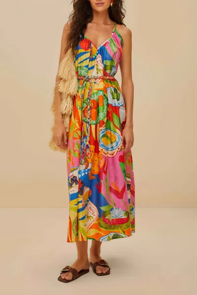 Farm Rio Multicolor Summer Picnic Midi Dress