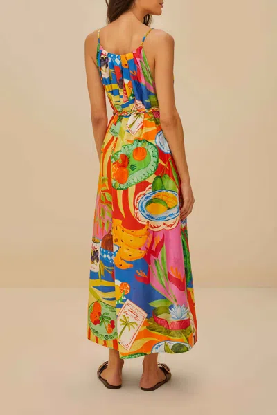 Farm Rio Multicolor Summer Picnic Midi Dress