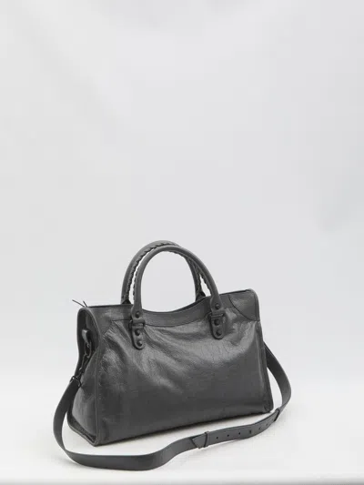 Balenciaga Le City Medium Crinkled Leather Top-handle Bag