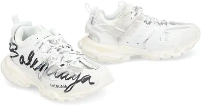 Balenciaga White Track Signature Sneakers In White