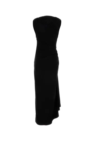 Bottega Veneta Asymmetric Hem Viscose Jersey Dress In Black