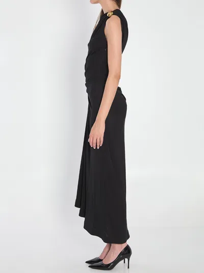 Bottega Veneta Asymmetric Hem Viscose Jersey Dress In Black