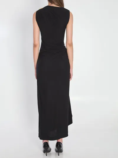 Bottega Veneta Asymmetric Hem Viscose Jersey Dress In Black