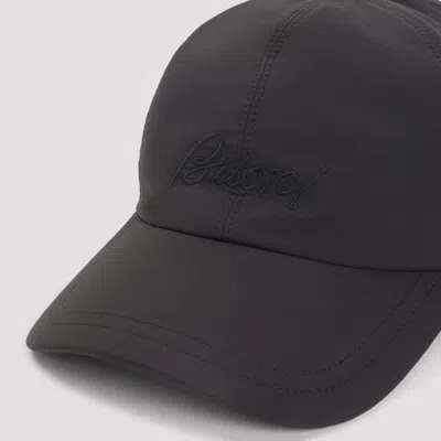 Brioni Coffee Polyester Baseball Cap With Tonal Visor