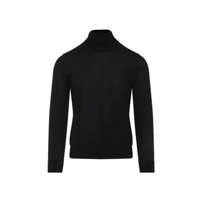 Brioni Cashmere High-neck In Cashmere And Silk In Black