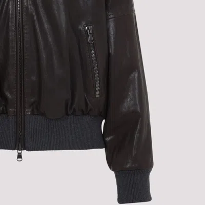 Brunello Cucinelli Shearling Collar Leather Jacket Women
