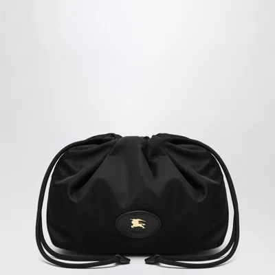 Burberry Reversible Pouch In Black Nylon With Check Pattern Women