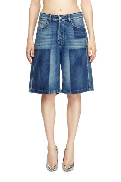 Diesel Shorts In Contrast-effect Denim In Blue