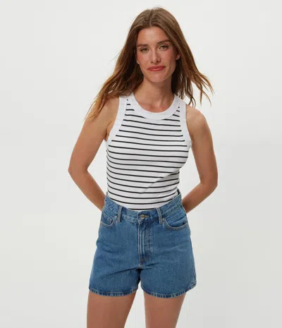 Michael Stars Gina Striped Ribbed Crop Tank In Multi
