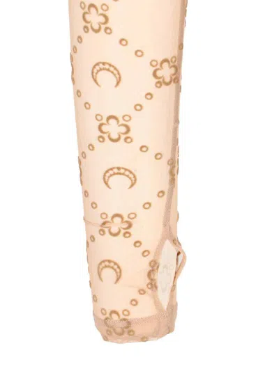 Marine Serre Printed Fitted Top Sheer Sleeves In Neutral