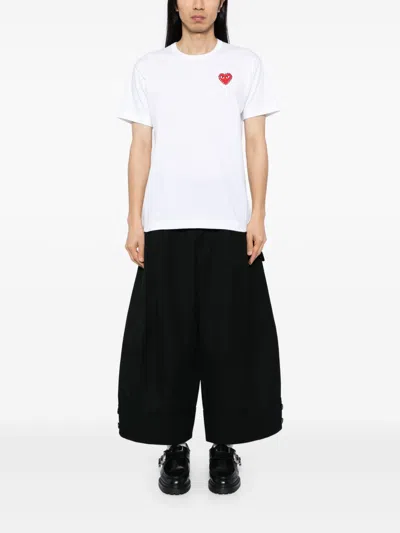 Comme Des Garçons Play Unisex T-shirt Emblem X Rhinestone Clothing In White