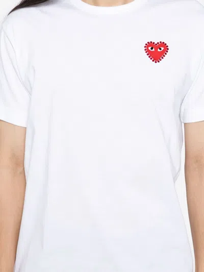 Comme Des Garçons Play Unisex T-shirt Emblem X Rhinestone Clothing In White