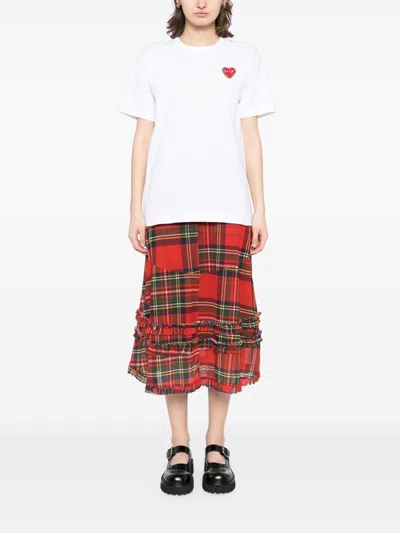 Comme Des Garçons Play Unisex T-shirt Emblem X Rhinestone Clothing In White