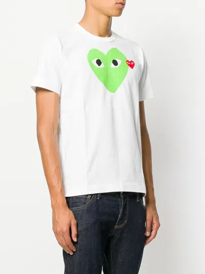 Comme Des Garçons Play Red Emblem Knit T-shit In White