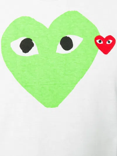Comme Des Garçons Play Red Emblem Knit T-shit In White