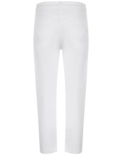 Dondup Cropped Cotton-blend Denim Jeans With Button Detailing In White