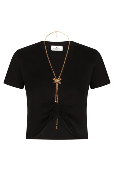 Elisabetta Franchi Logo Detail Cropped T-shirt
